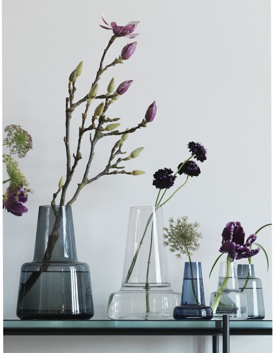 Holmegaard Flora Vase lang hals, klar, H 24 cm