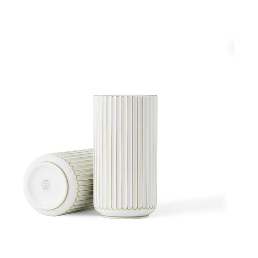 Lyngby Porceln Vase 15,5cm, Guld stribe tynd