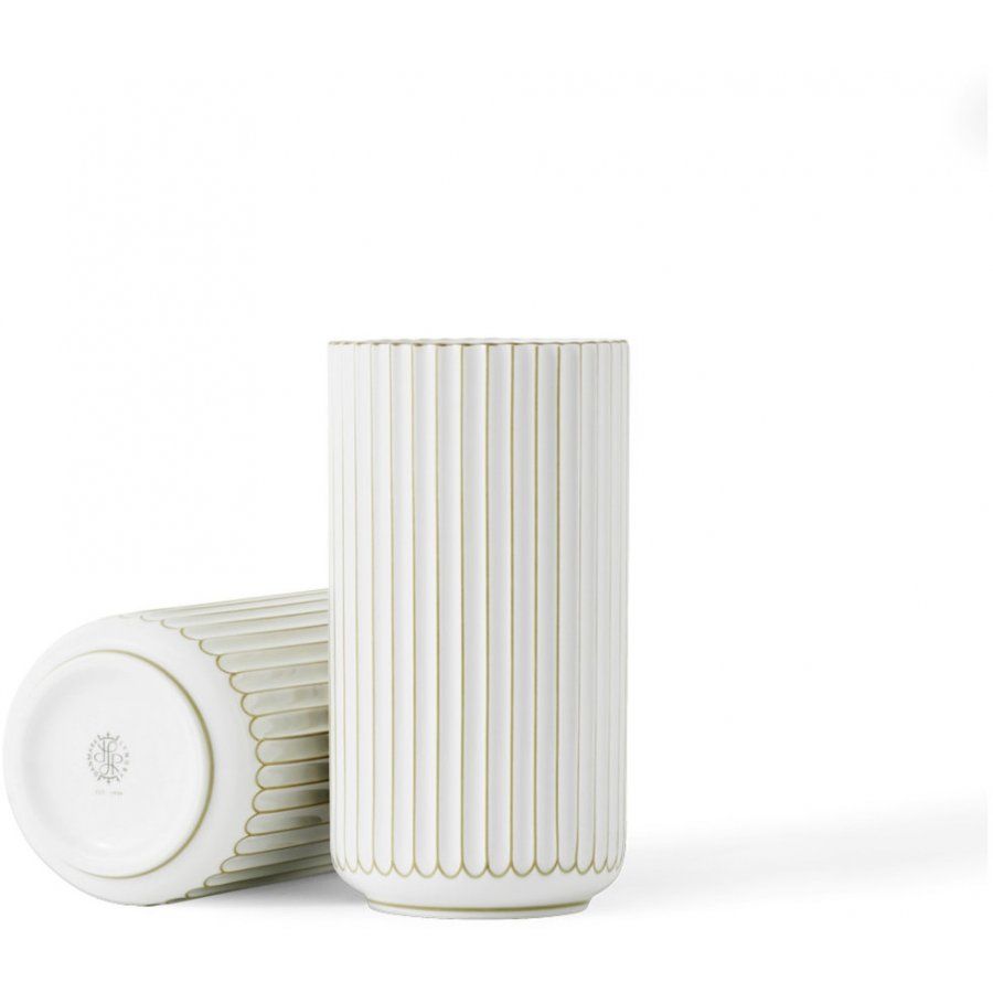 Lyngby Porceln Vase 20,5 cm, Hvid/guld