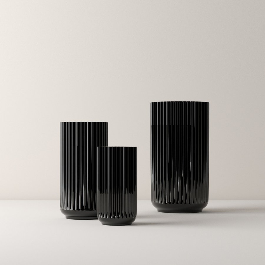 Lyngby Vase 25cm Glas, Black