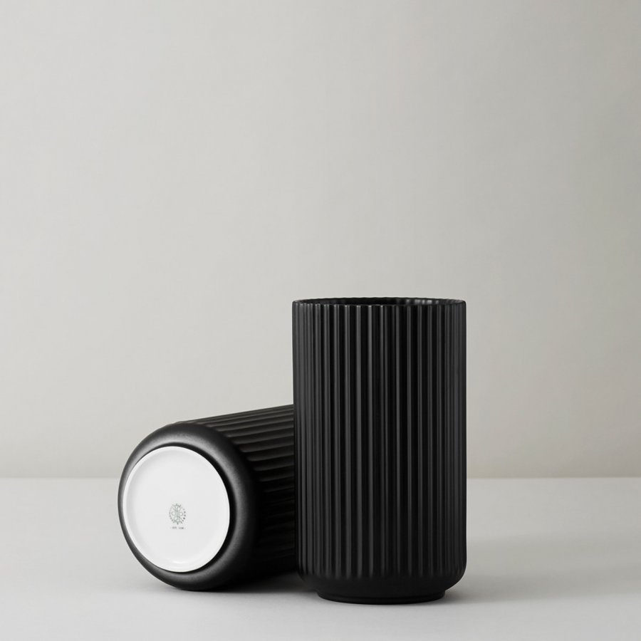 Lyngby Porzellan Vase H31 cm, Schwarz
