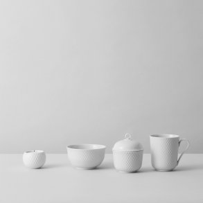 Lyngby Porcelæn Rhombe Sukkerskål, Hvid