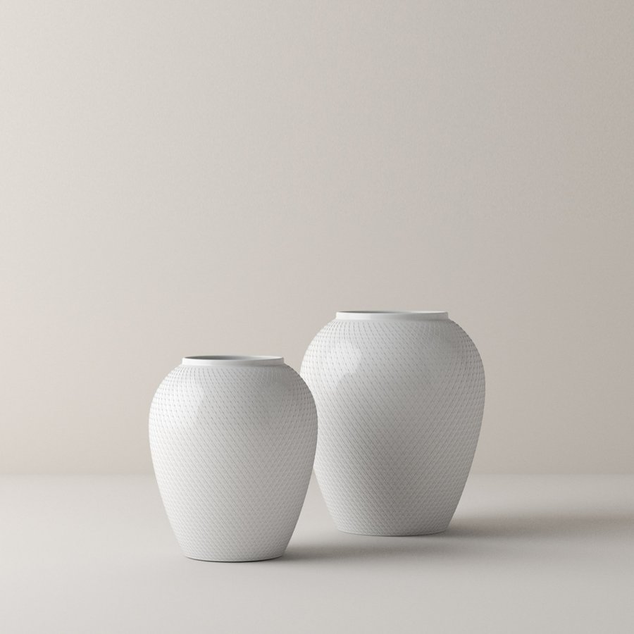 Lyngby Porceln Rhombe Vase H16,5 cm, Hvid