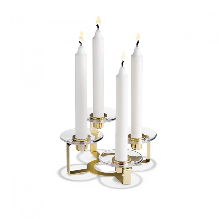 Holmegaard Lumi Lysestage, 4-armet Messing, 10,5cm