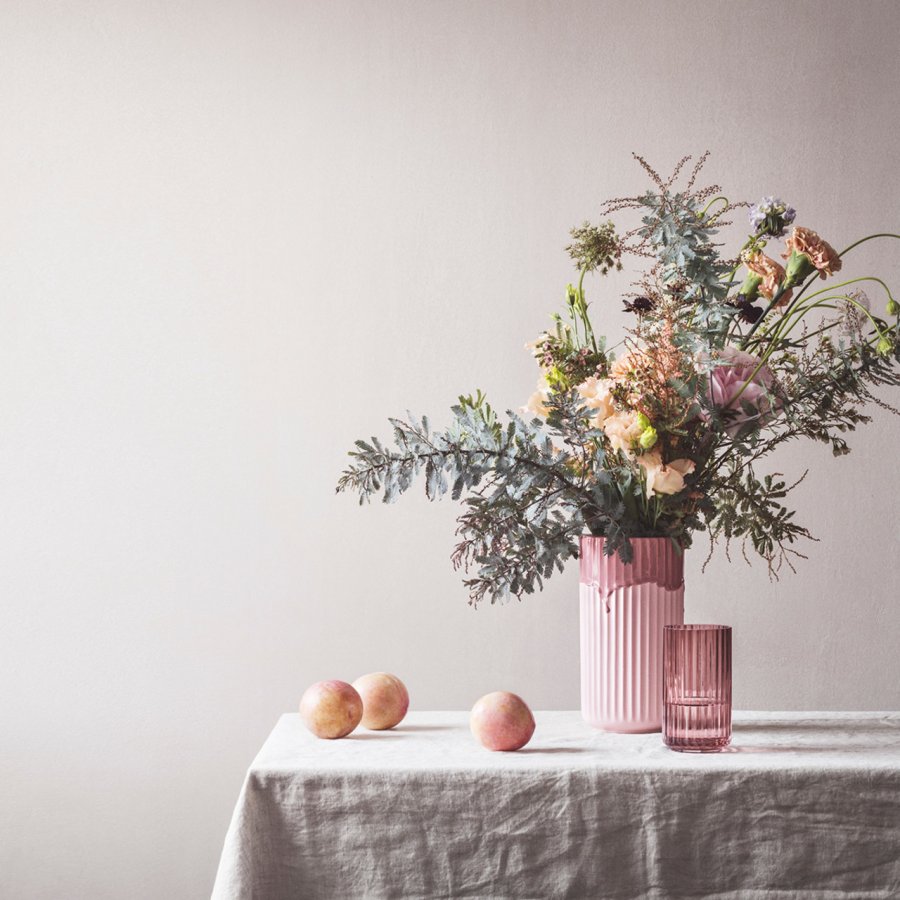 Lyngby Vase rosa med lbeglasur, 20cm