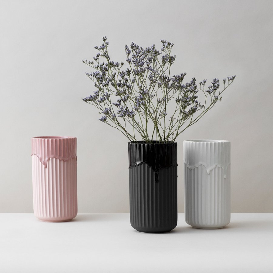 Lyngby Vase rosa med lbeglasur, 20cm