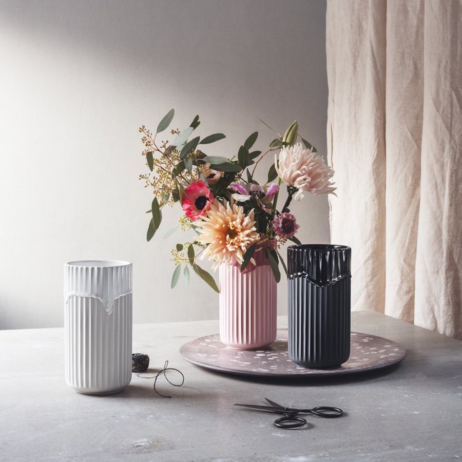 Lyngby Vase rosa med lbeglasur, 20cm
