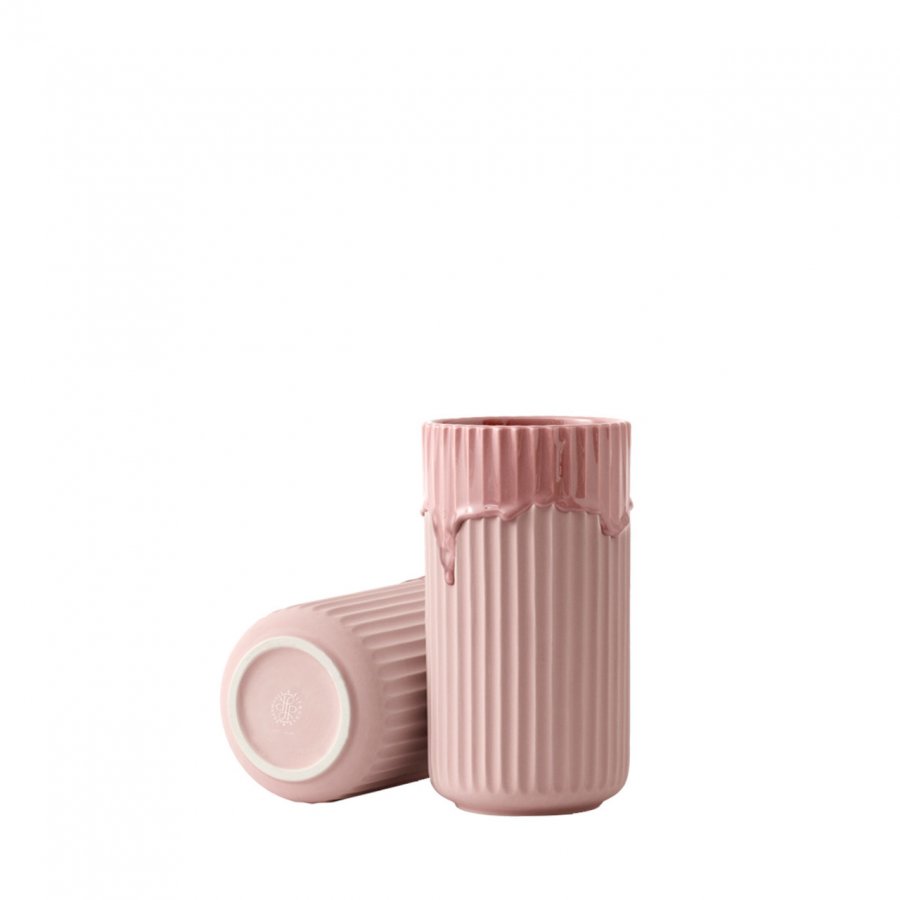 Lyngby Vase rosa med lbeglasur, 20cm