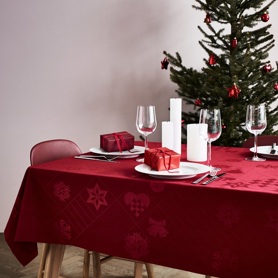 Rosendahl Natale Damast Tischdecke 150x220 cm, Rot