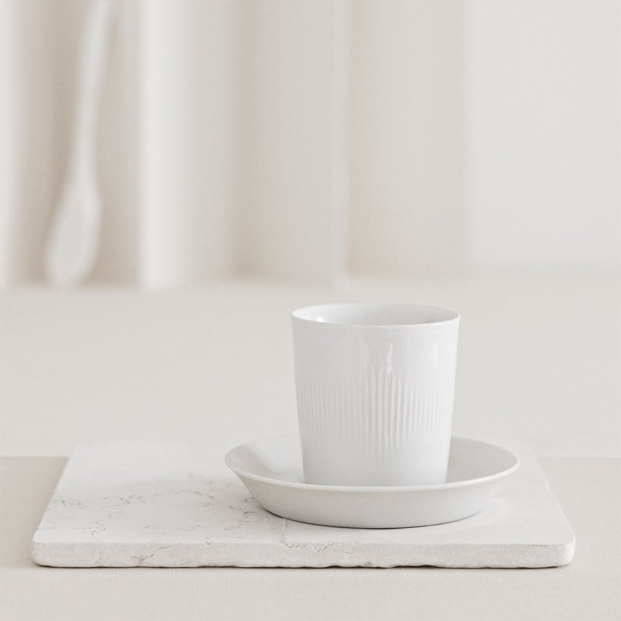 Lyngby Thermodan Termo kaffekop med underkop Hvid, 12 cl