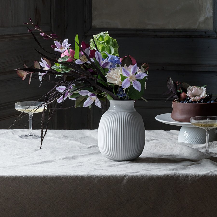 Lyngby Porceln Curve Vase H17,5 cm, Hvid