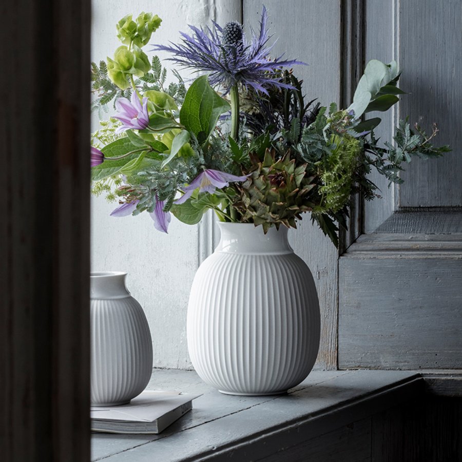 Lyngby Porceln Curve Vase H17,5 cm, Hvid