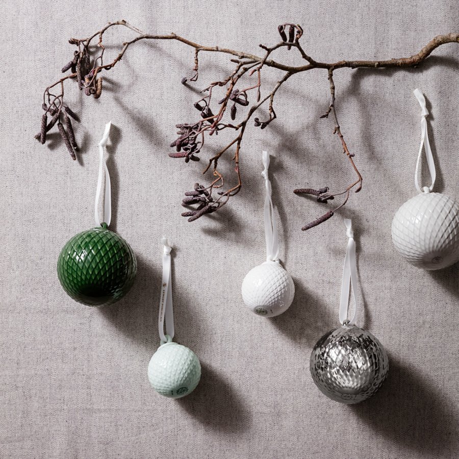 Lyngby Porcel�n Rhombe Kugle 2 stk. �5 cm, Soft Green