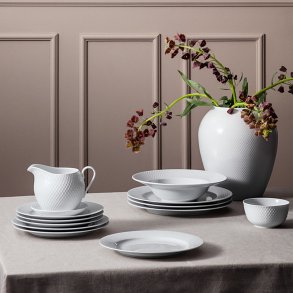 Lyngby Porcelæn Rhombe Tallerken 23 cm, Hvid