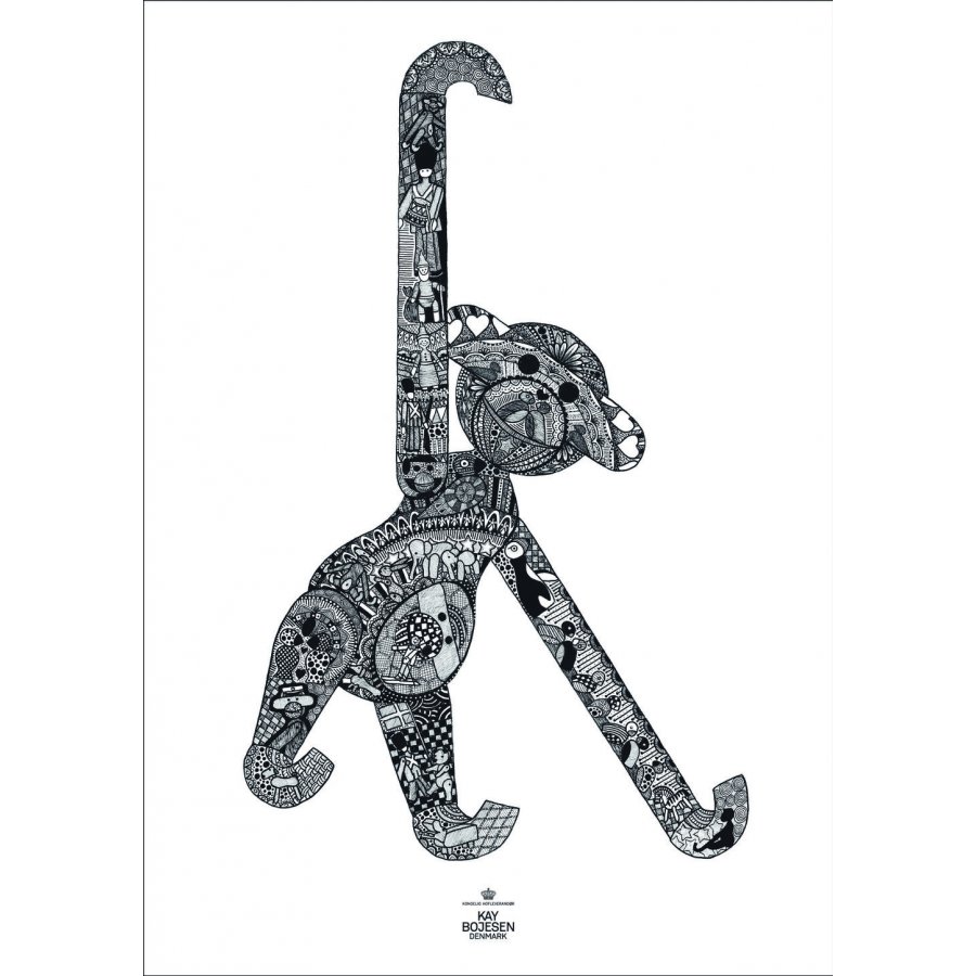 Kay Bojesen Abe Plakat 30x40 cm, Sort/Hvid