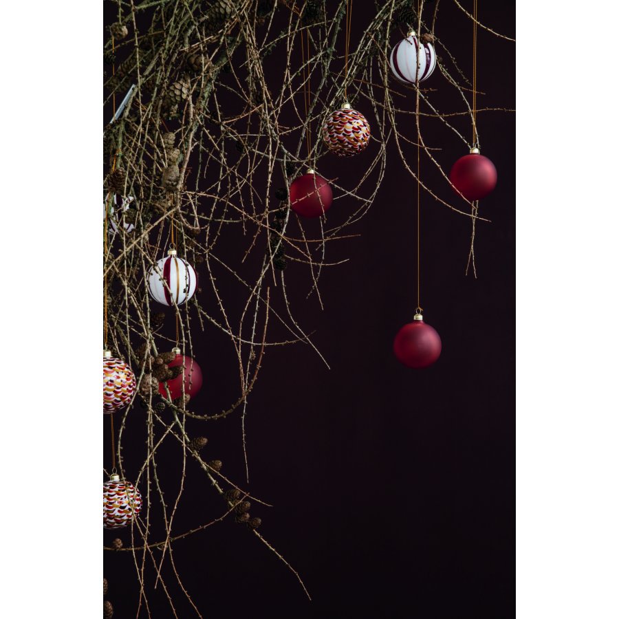 Holmegaard Souvenir Julekugle �8 cm, Stribet R�d