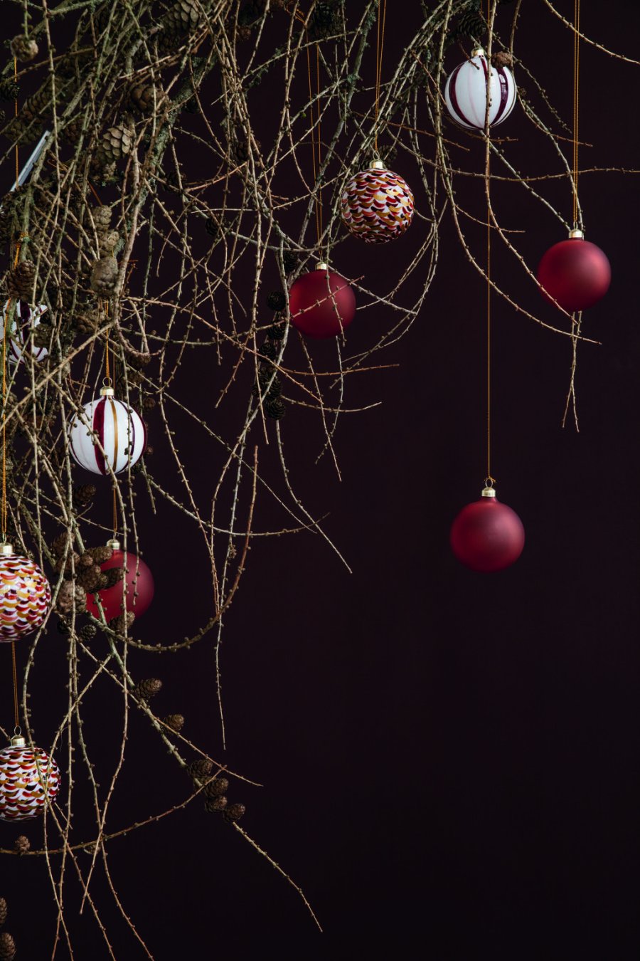 Holmegaard Souvenir Julekugle �8 cm, Stribet R�d