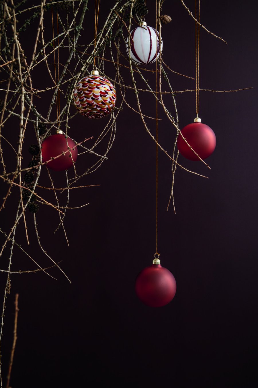 Holmegaard Souvenir Julekugle �8 cm, Stribet R�d