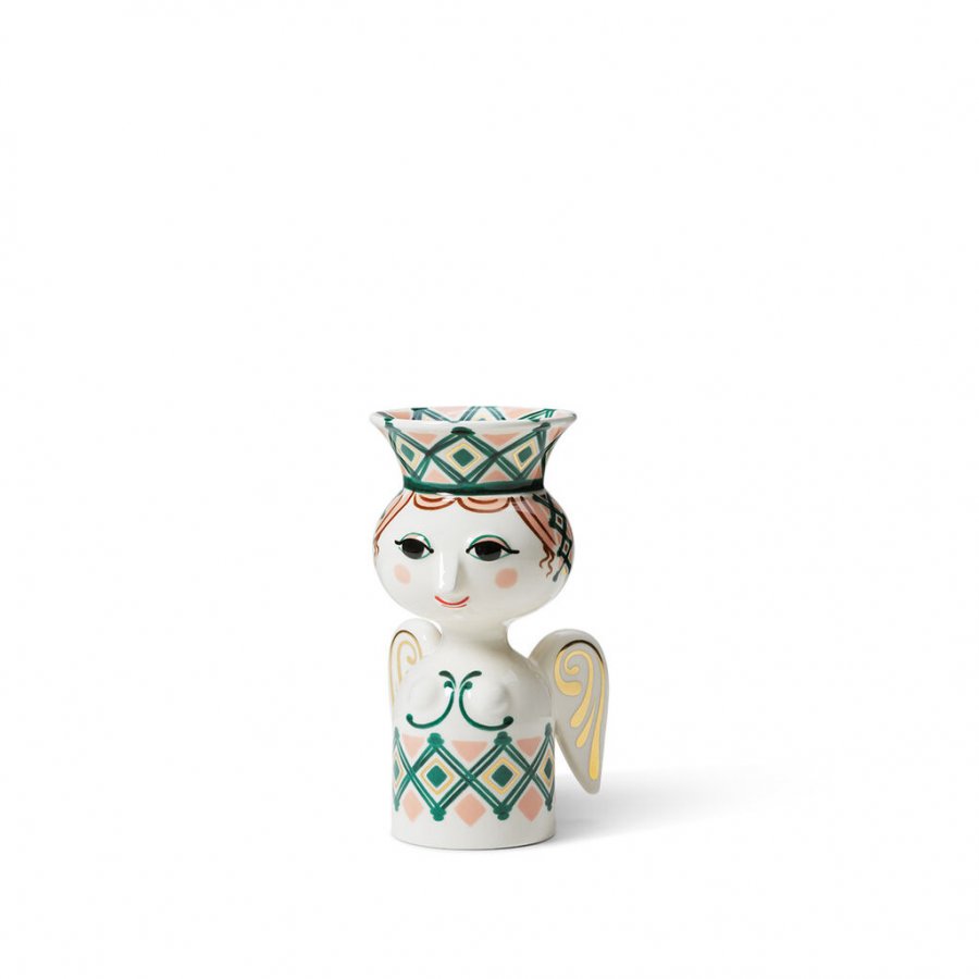 Bjrn Wiinblad Lucia Engel Julelysestage H15 cm, Grn/guld