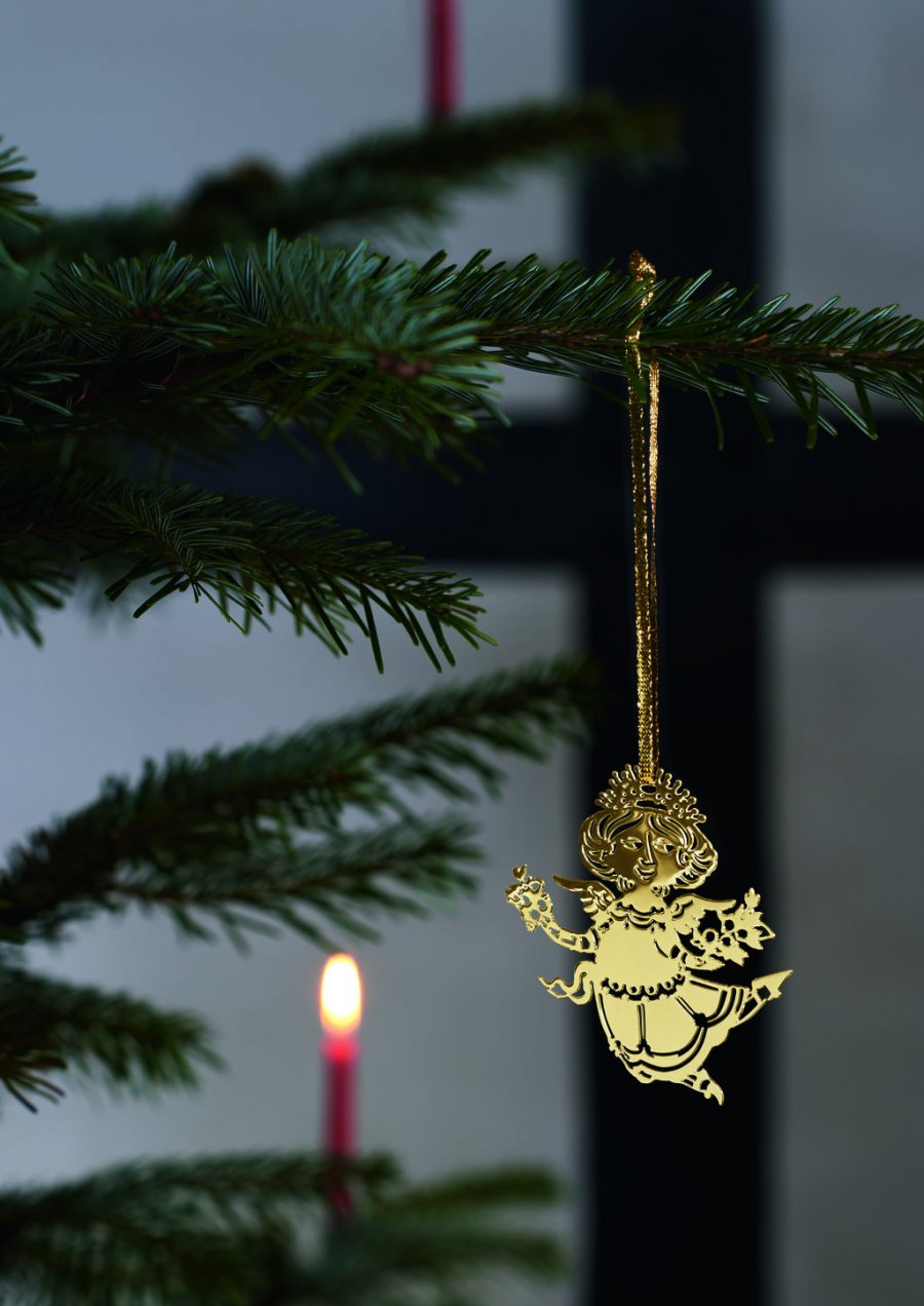 Bj�rn Wiinblad Christmas Engel silhuet 3 stk. H7,5 cm, Forgyldt