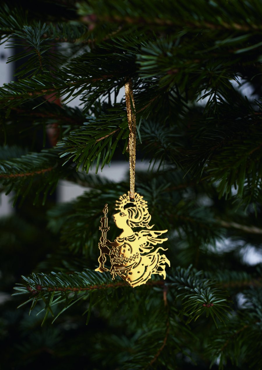 Bj�rn Wiinblad Christmas Engel silhuet 3 stk. H7,5 cm, Forgyldt