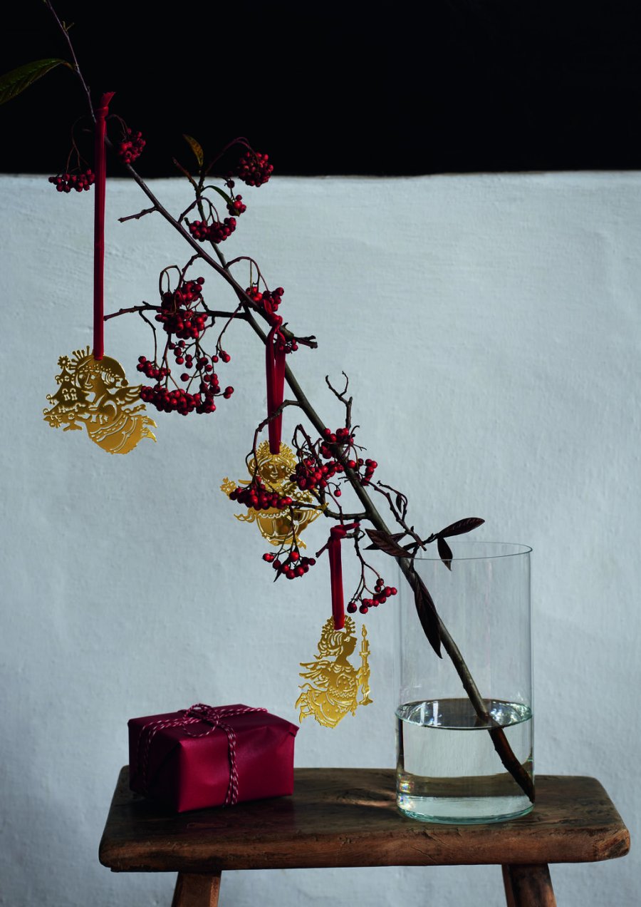 Bj�rn Wiinblad Christmas Engel silhuet 3 stk. H7,5 cm, Forgyldt