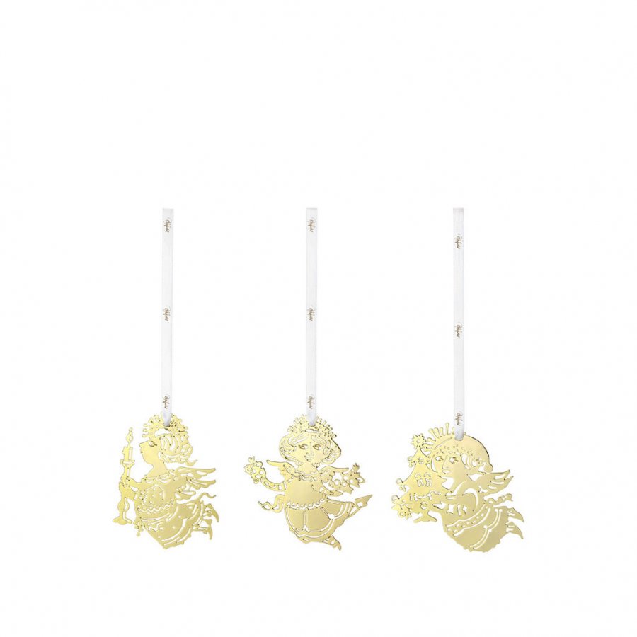 Bj�rn Wiinblad Christmas Engel silhuet 3 stk. H7,5 cm, Forgyldt