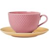 Lyngby Porceln Rhombe Color Teetasse mit Unterteller 39 cl, Rosa/Sand