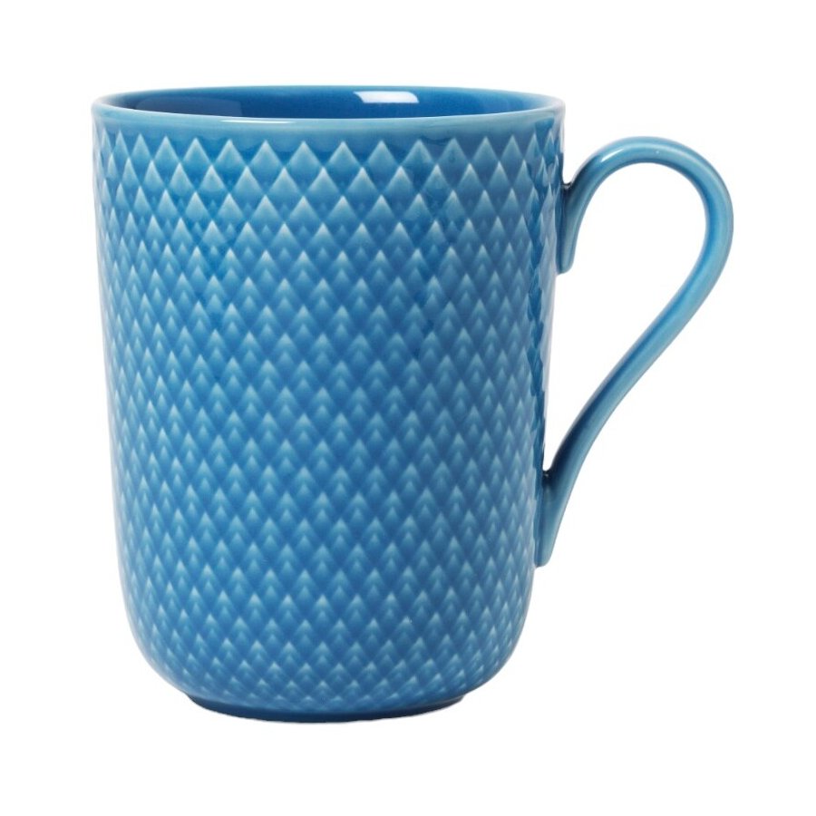 Lyngby Porceln Rhombe Color Becher mit Henkel 33 cl, Blau