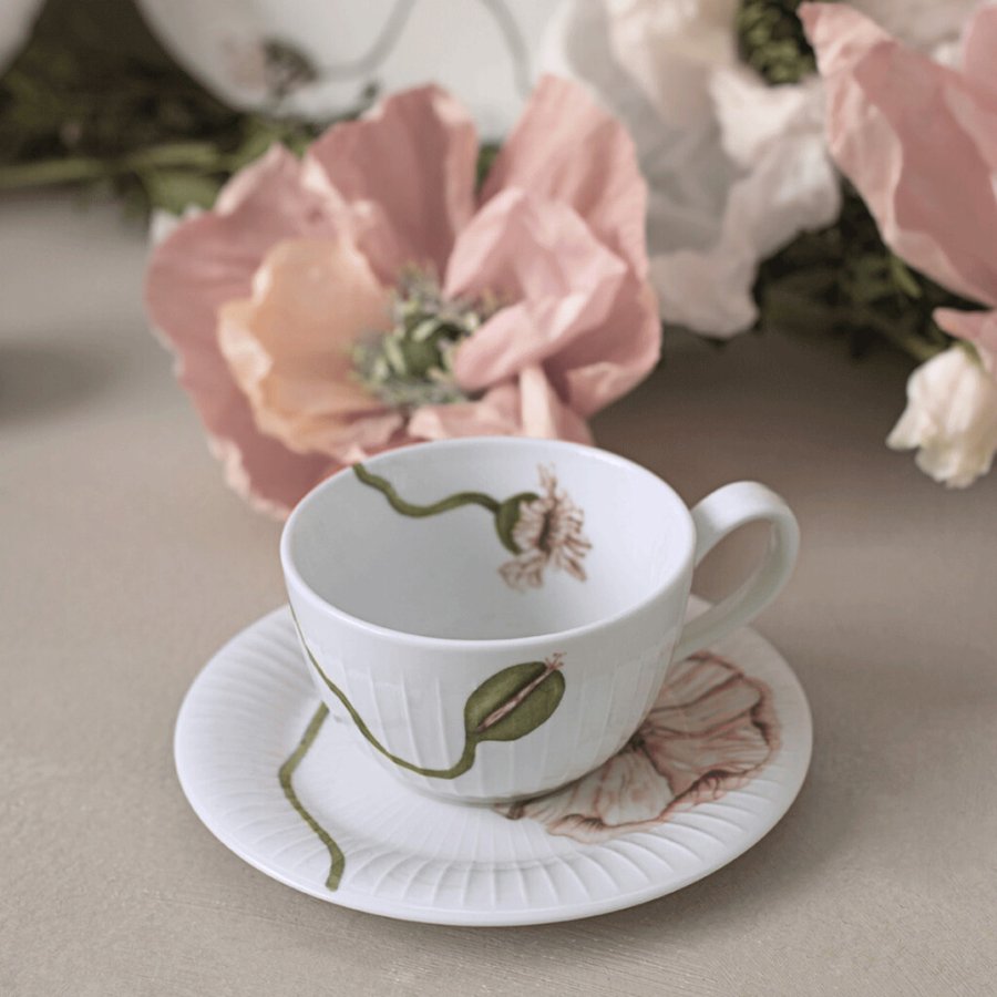 Khler Hammershi Poppy Teetasse mit Untertasse 38 cl, Wei