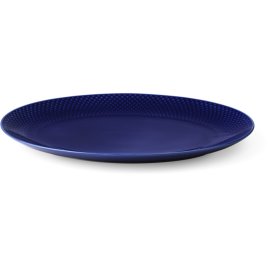 Lyngby Porceln Rhombe Color Ovalt Serveringsfad 35 cm, Mrk Bl