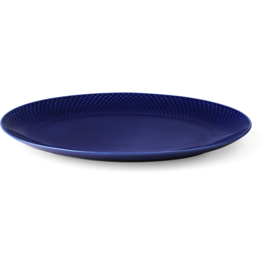 Lyngby Porceln Rhombe Color Ovale Servierschale 35 cm, Dunkelblau