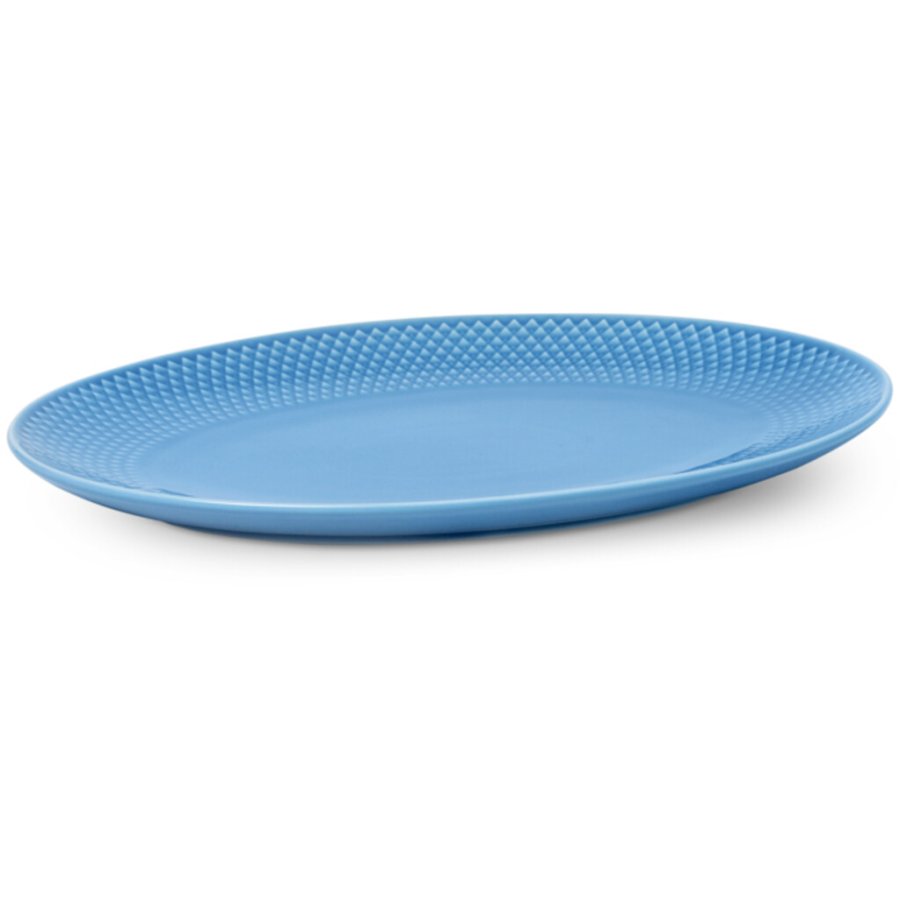 Lyngby Porceln Rhombe Color Ovale Servierschale 28,5 cm, Blau