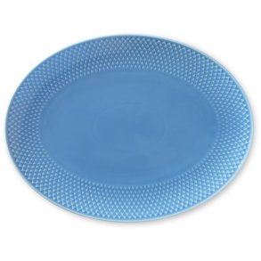Lyngby Porcelæn Rhombe Color Ovalt Serveringsfad 28,5 cm, Blå