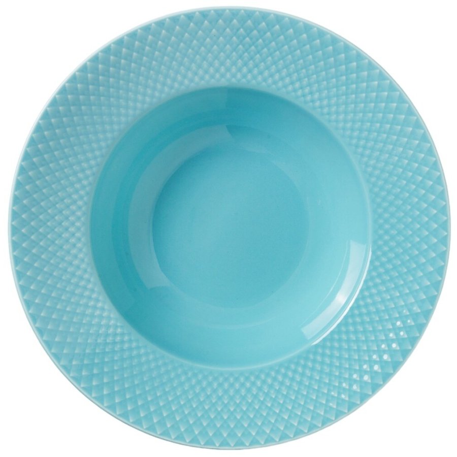 Lyngby Porceln Rhombe Color Tiefer Teller 24,5 cm, Türkis