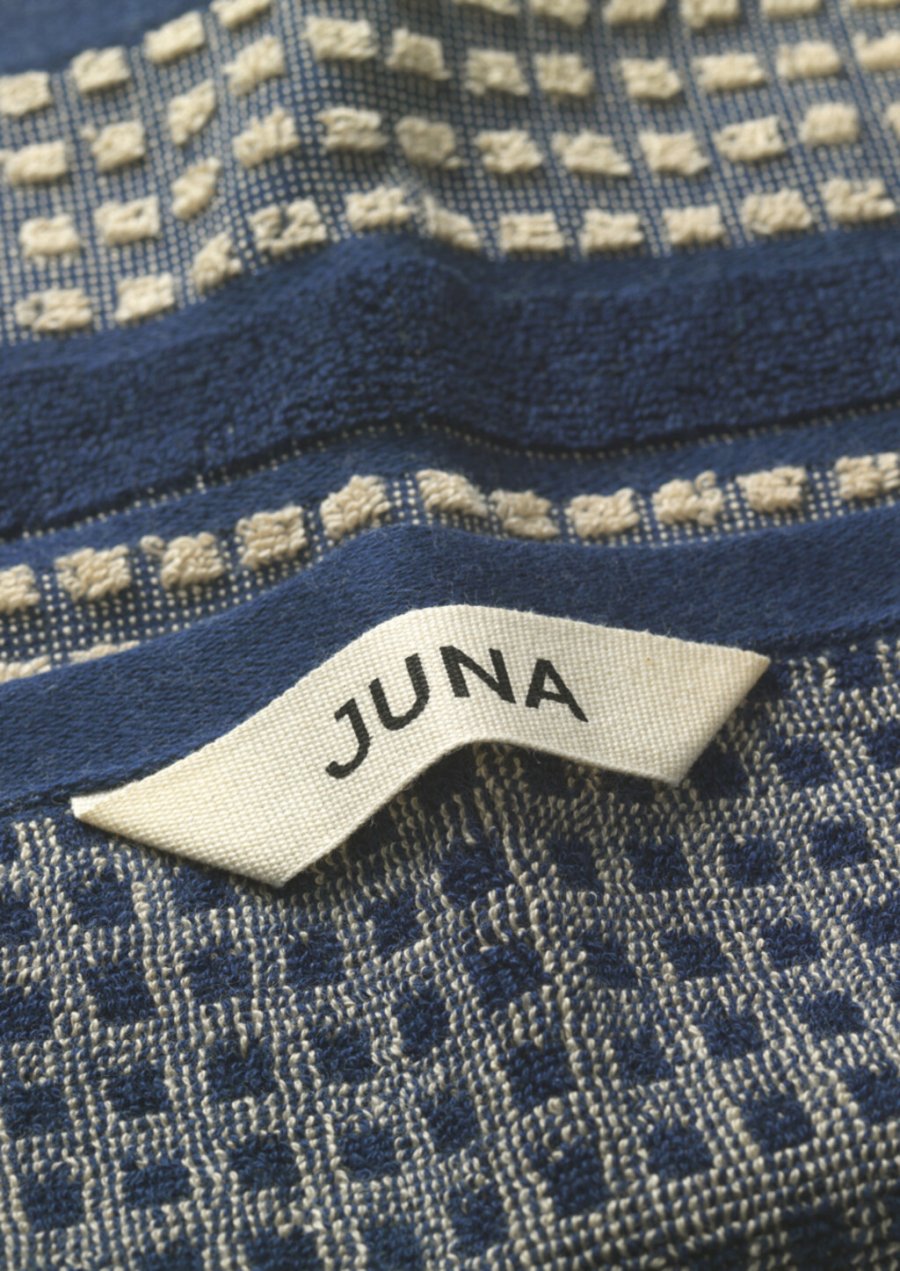 Juna Check Waschlappen 30x30 cm, Blau/Sand