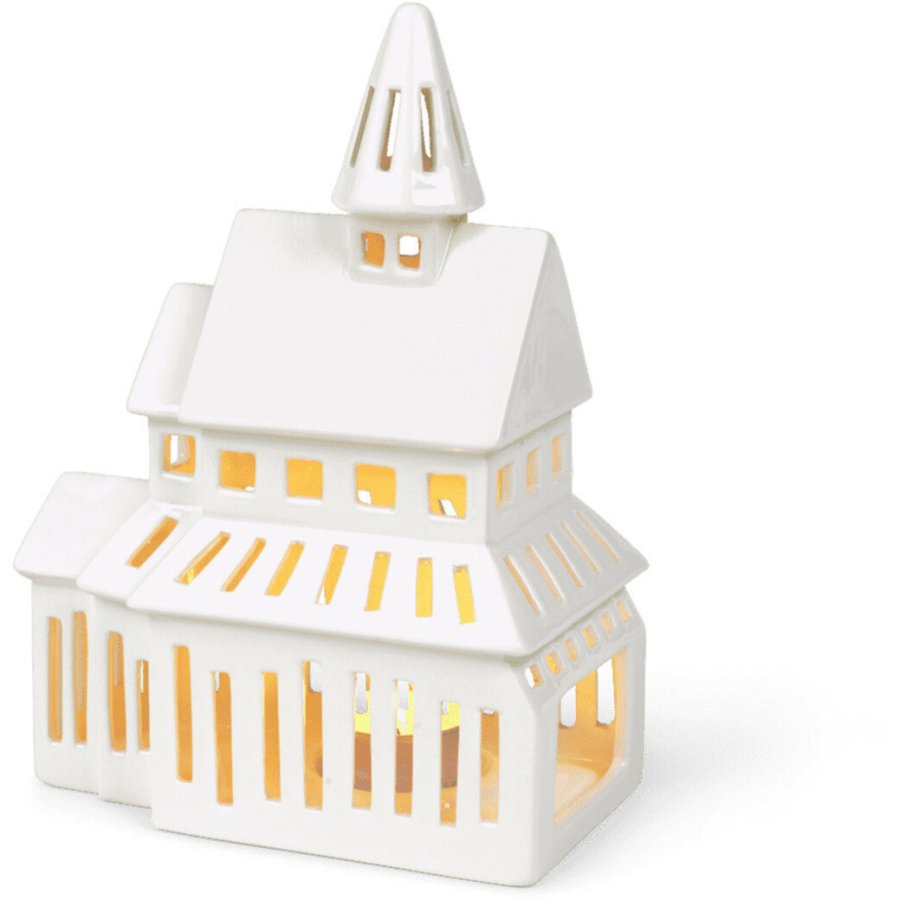 Kähler Urbania Lyshus Stavkirke H20 cm, Hvid