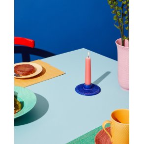 Lyngby Porcelæn Rhombe Color Lysestage H3 cm, Mørk Blå