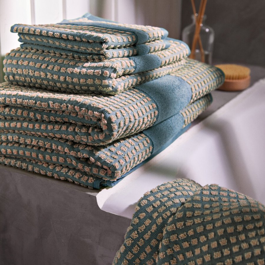 Juna Check Hndklde 70x140 cm, Lys Bl/Sand