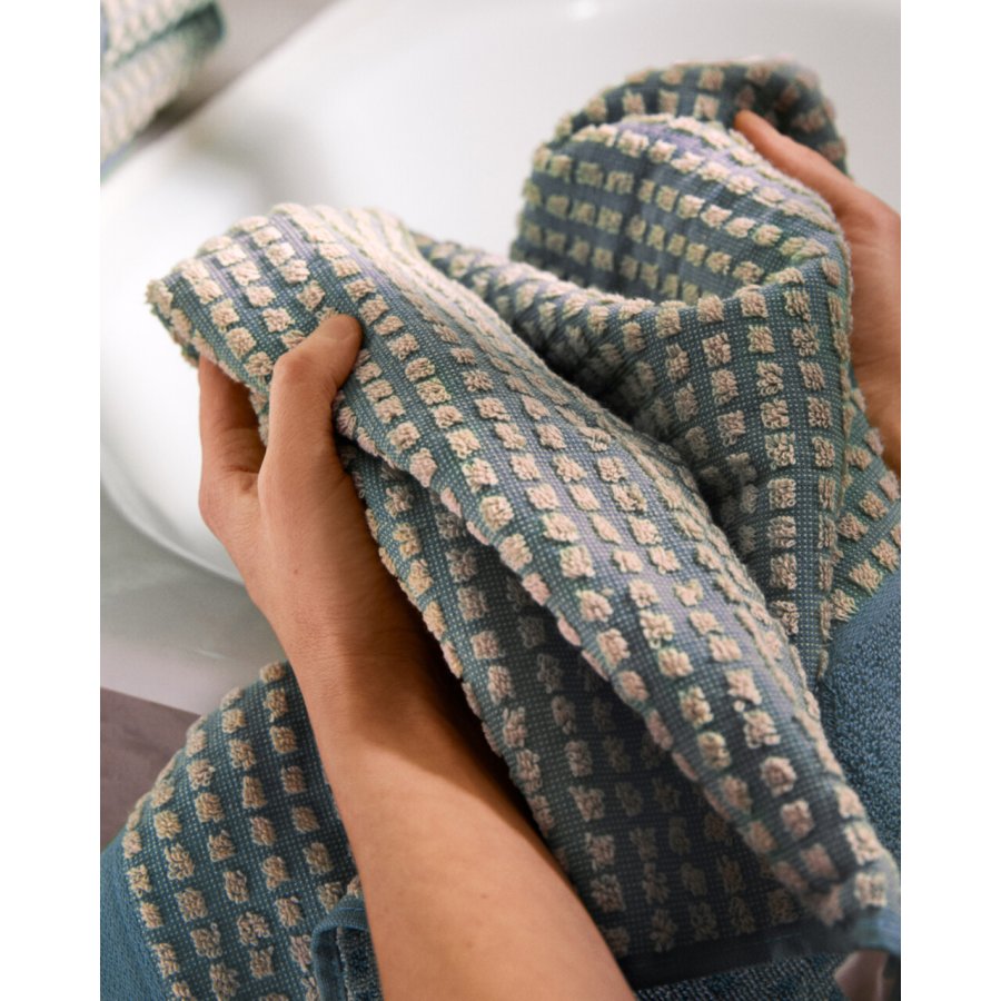 Juna Check Hndklde 70x140 cm, Lys Bl/Sand