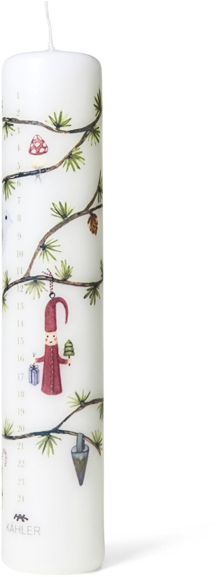 Kähler Hammershi Christmas Kalenderlys 2023 5 cm, Hvid