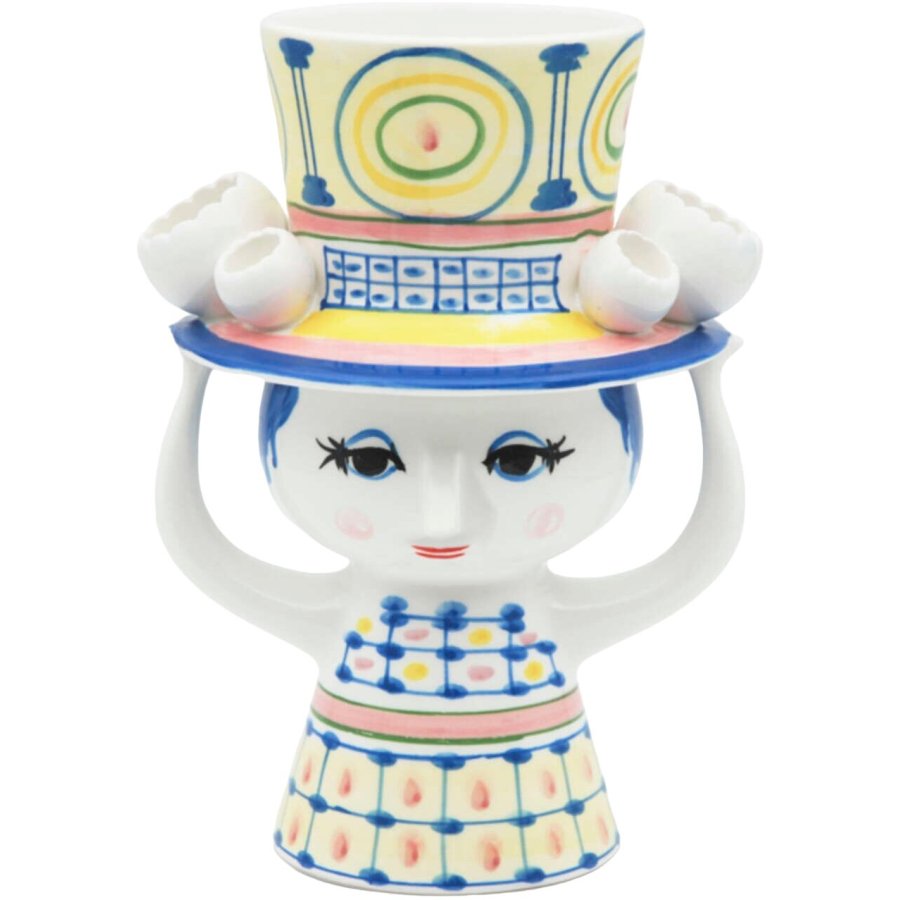 Bjrn Wiinblad Lady With Hat Vase H20,5 cm, Blau