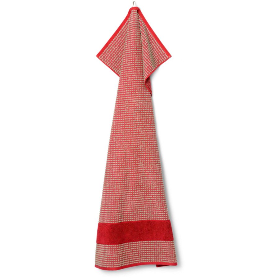 Juna Check Handtuch 70x140 cm, Rot/Sand