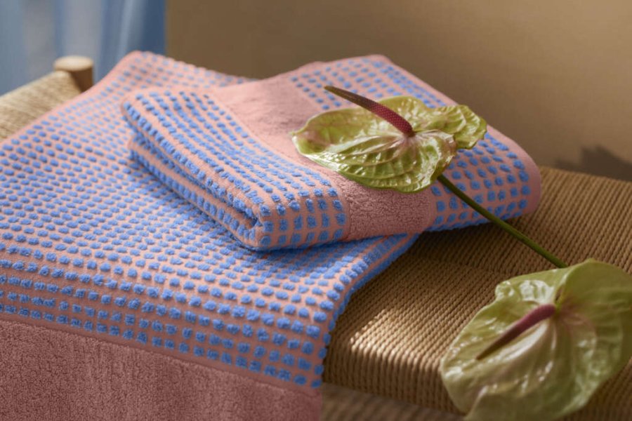 Juna Check H�ndkl�de 70x140 cm, Soft Pink/Bl�