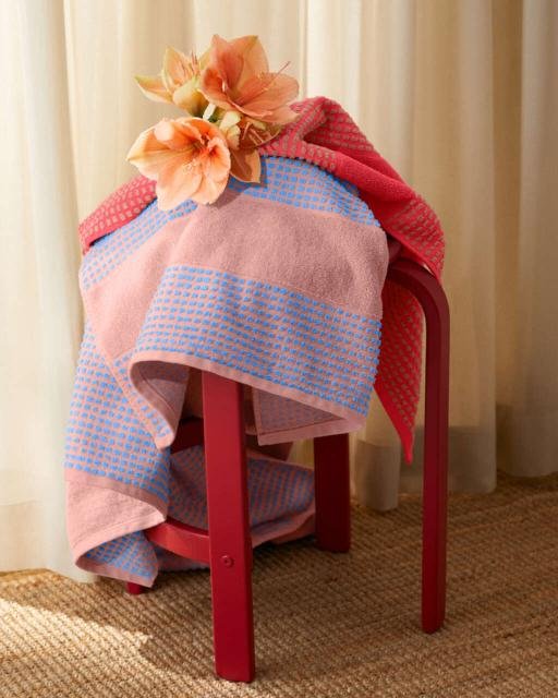 Juna Check H�ndkl�de 70x140 cm, Soft Pink/Bl�