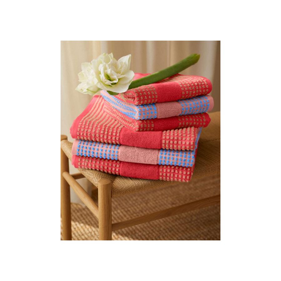 Juna Check H�ndkl�de 70x140 cm, Soft Pink/Bl�