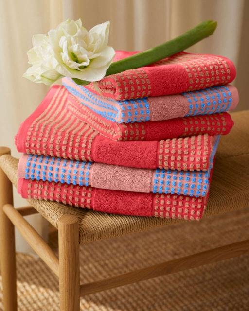 Juna Check H�ndkl�de 70x140 cm, Soft Pink/Bl�