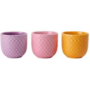 Lyngby Porceln Rhombe Color Eierbecher 3er Set H4,5 cm, Gelb/Rosa/Lila
