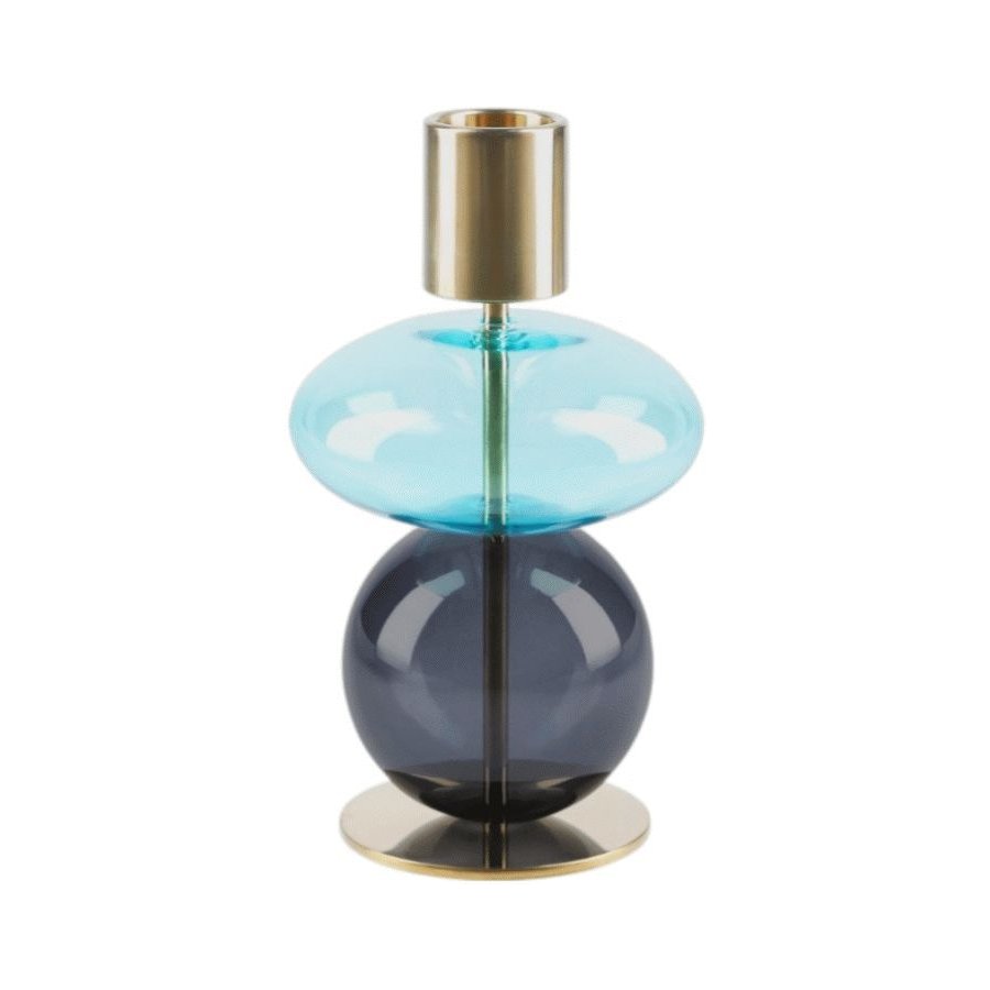 Holmegaard Bubble Lysestage H14 cm, Bl/Smoke