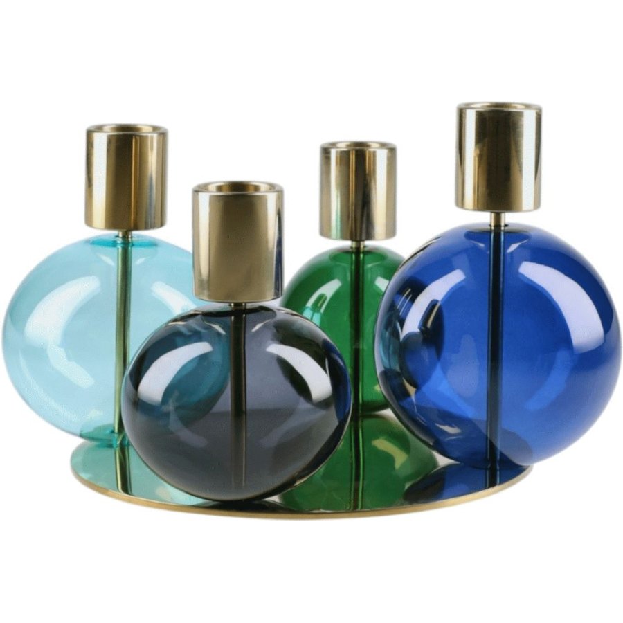 Holmegaard Bubble Lysestage 17,5 cm, Bl/Grn/Smoke